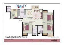 3 bhk+ 2t + servant(1410 sqft) Layout