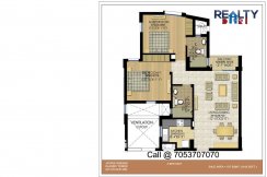 2 bhk + 2t  Smplex(1177 sqft) Floor Plan