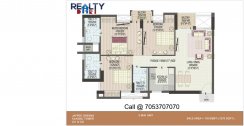 3 bhk+ 3t Simplex C1-C2 Towers(1570 sqft) Layout