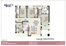 3 bhk+ 3t + servant(2600 sqft) Layout