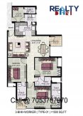 3 bhk+servant (1500 sq ft)layout kpa apartments in jaypee