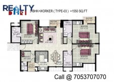 3 bhk +servant(1550 sq ft)layout kpa apartments in jaypee