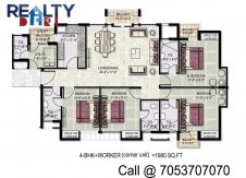 4 bhk +servant(1980 sq ft)layout kpa apartments in jaypee