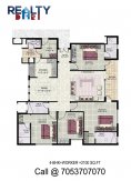 4 bhk +servant(2100 sq ft)layout kph apartments in jaypee