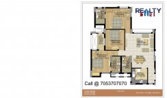 3bhk klassic 1570 sq ft layout