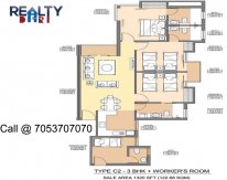 3 bhk + servant 1320 sq ft jaypee aman