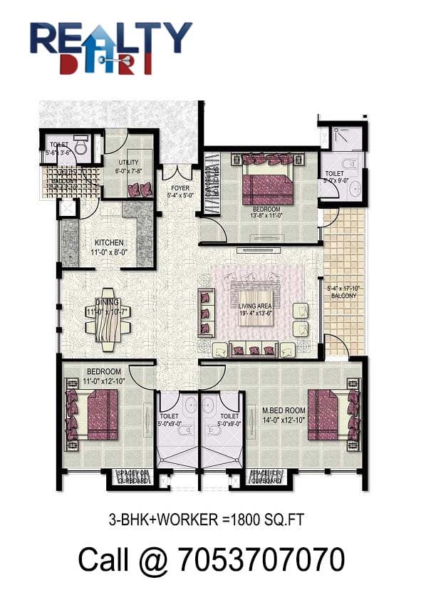 3 bhk (1800 sq ft)layout kph apartments in jaypee