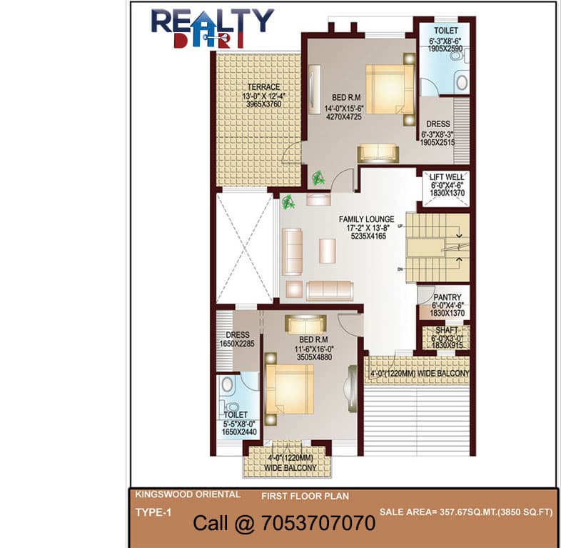 4 bhk 3850 sq ft KWO floor plan b