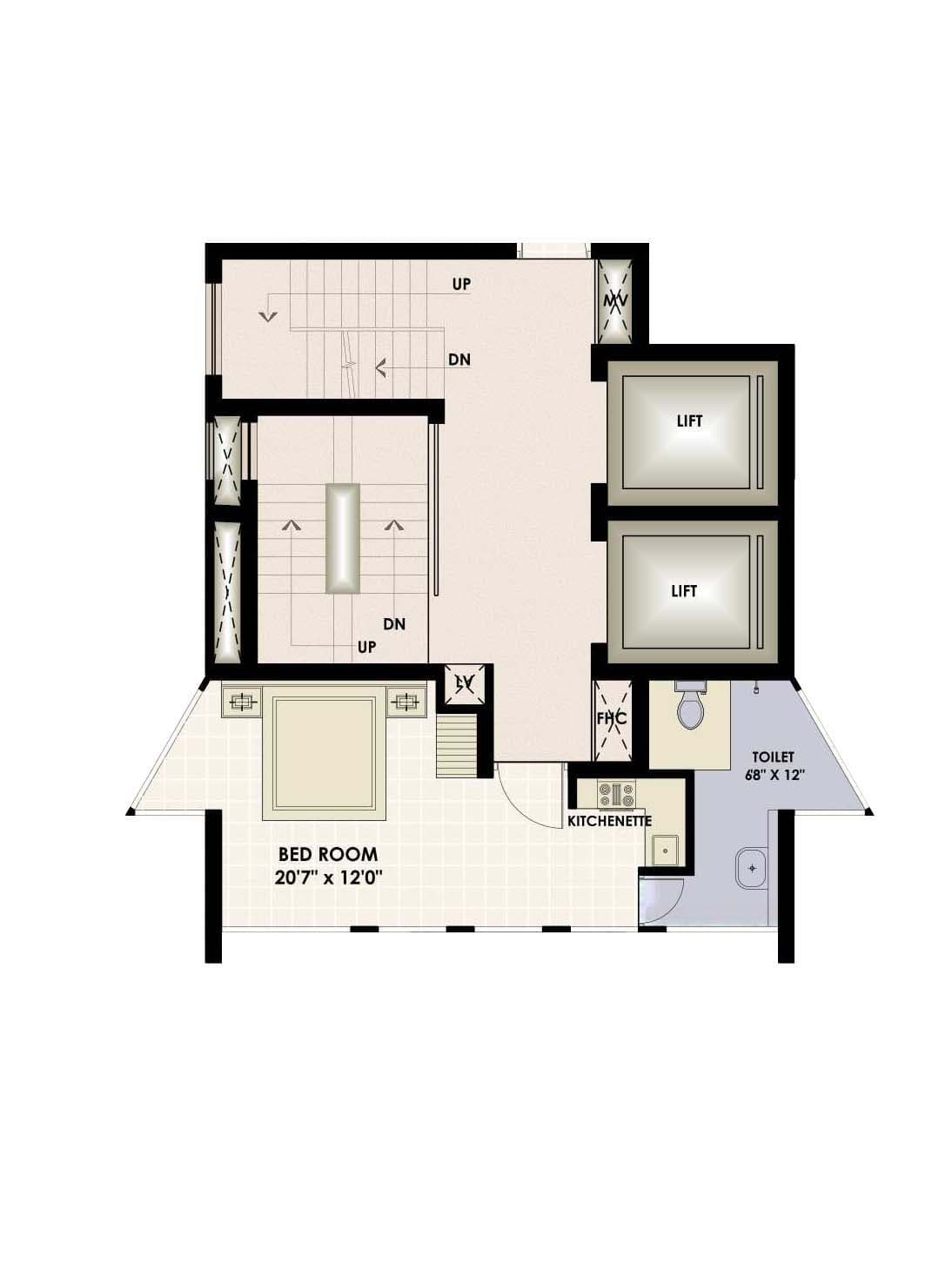 1 BHK+1T (460 sq ft apartment )