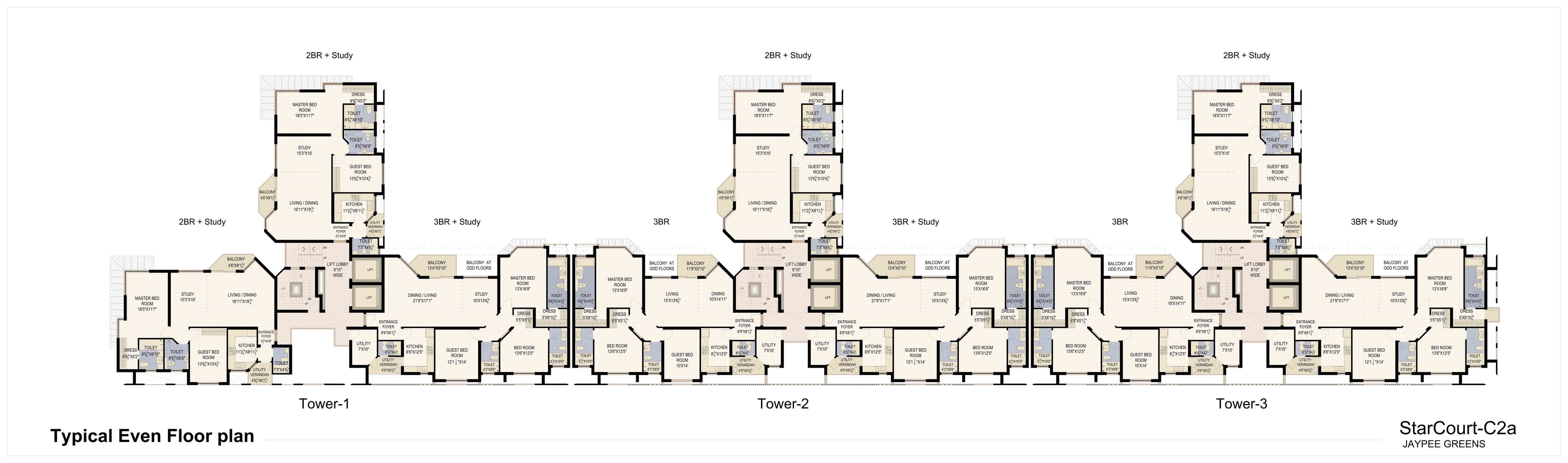 Jaypee Greens star court tower numbering plan 123