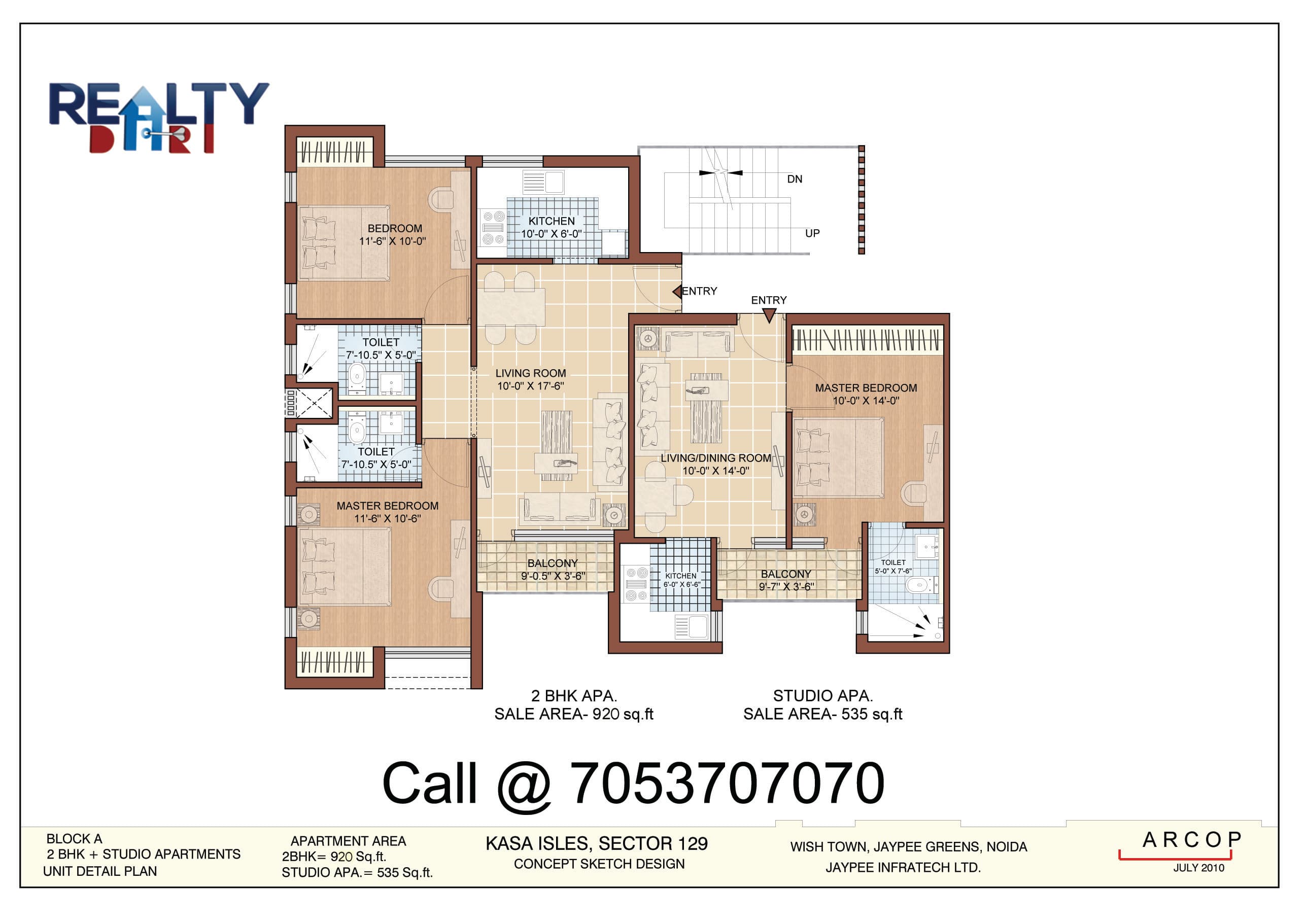 1 bhk 535 sq ft & 2 bhk 920 sq ft plan
