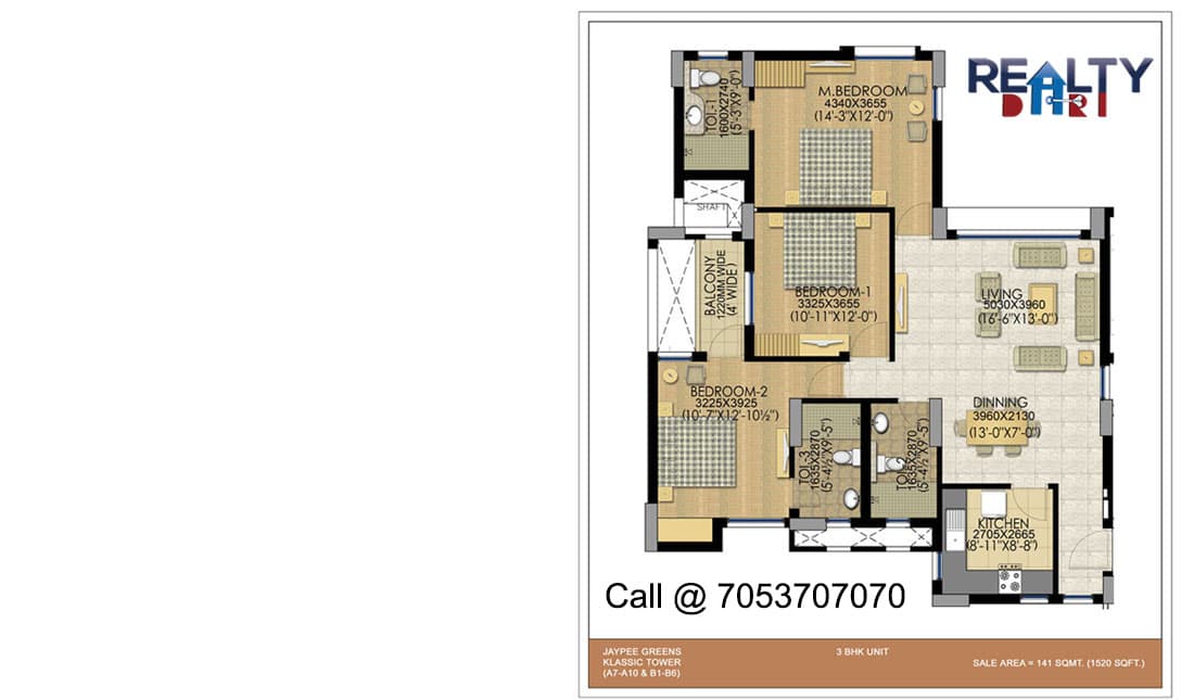 JAYPEE GREENS KLASSIC-3 BHK Flat for sale sector 134