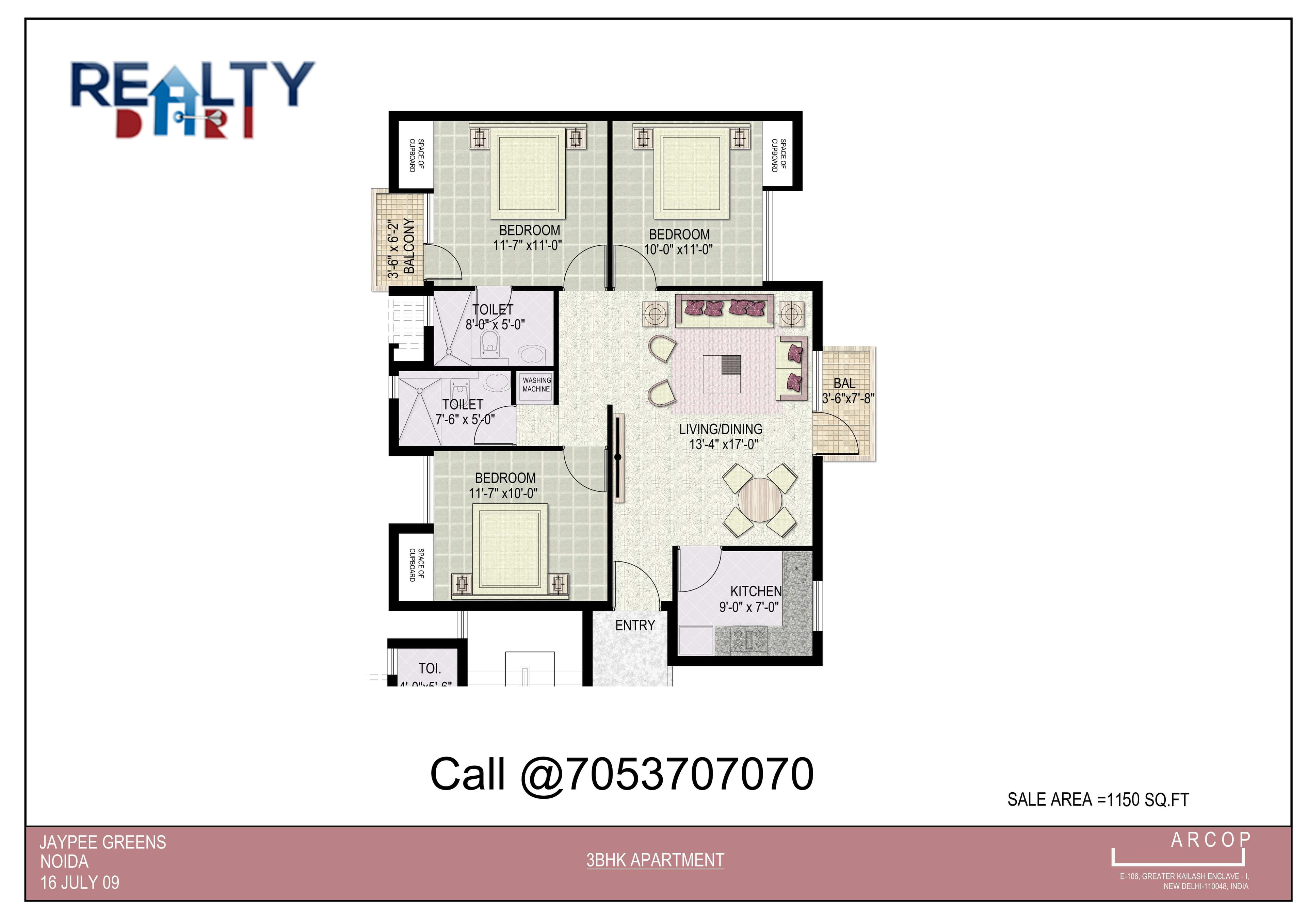3 BHK FLAT FOR RENT IN JAYPEE GREENS KOSMOS