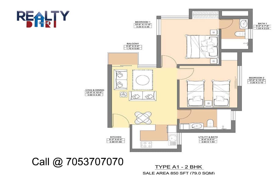2 bhk 850 sq ft floor plan jaypee aman