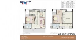 2 bhk + 2t  Duplex(1045 sqft) Floor Plan